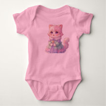 Body bébé cadeau de Baby Shower Chat Anime Rose Ad