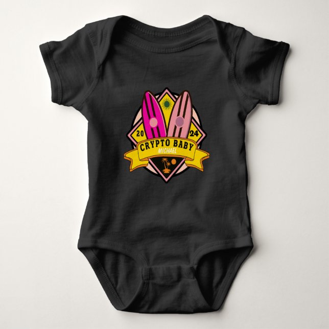 Body bébé commerçant avec nom surfs planches plage (Devant)
