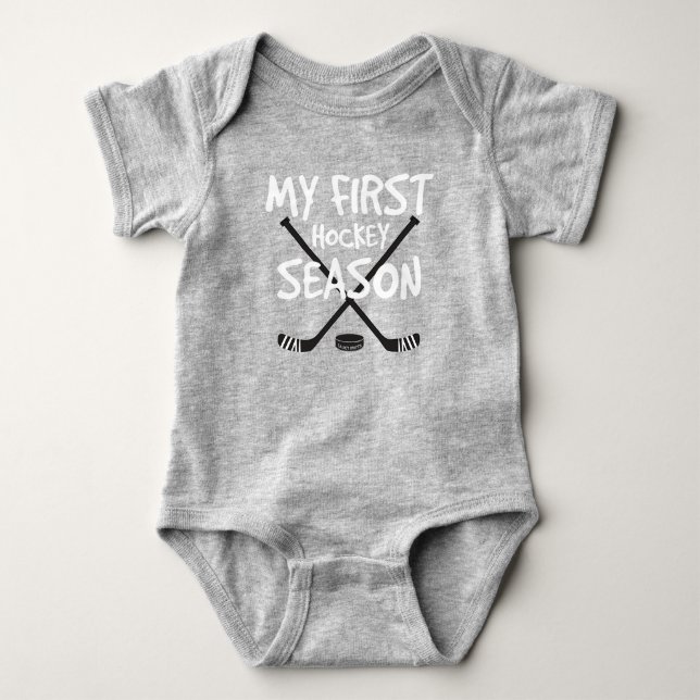 Body Bébé de hockey Ma première saison de hockey Bâtons (Devant)