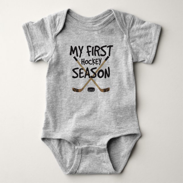 Body Bébé de hockey Ma première saison de hockey Bâtons (Devant)