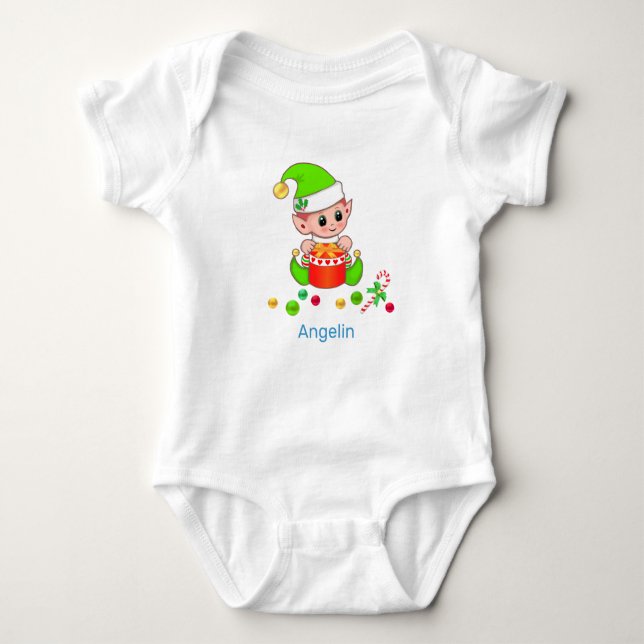 Body Bébé de Noël mignon Elf & Confetti (Devant)