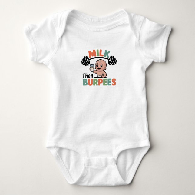 Body Bébé Drôle, Lait Puis Burpees, Gym Workout Bodysui (Devant)