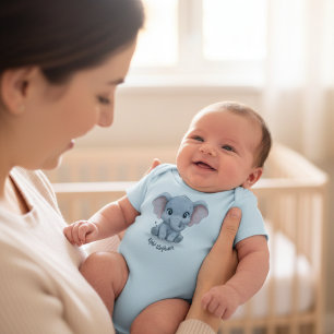 Body bébé éléphant mignon personnalisé au nom
