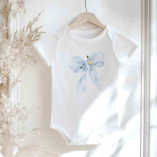 Body Bébé en Fleur Baby shower bleu bleu fleuri (Créateur téléchargé)