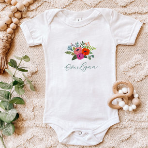 Body Bébé en Fleur Nom de Bébé Floral Lumineux