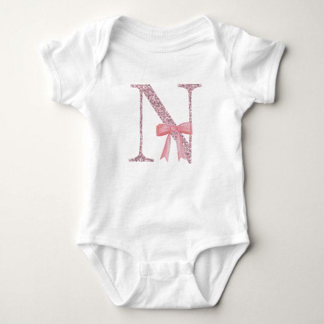 Body Bébé fille avec initiale personnalisée "N" (Devant)