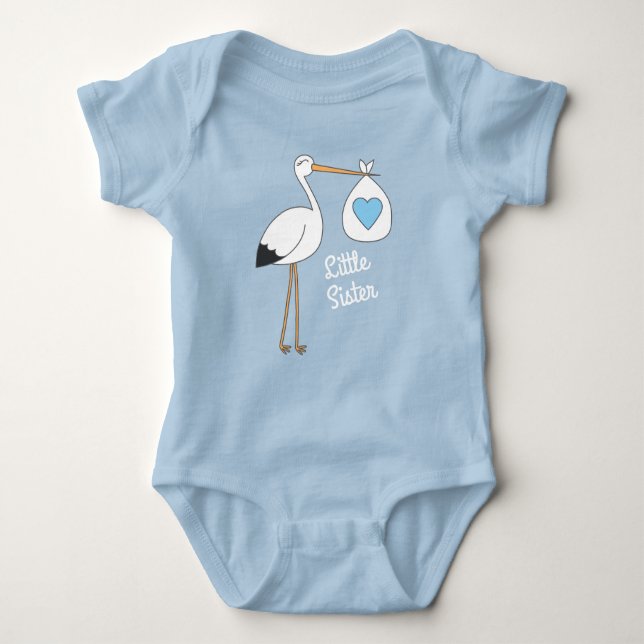Body Bébé Garçon Fête de Naissance Stork Bleu (Devant)