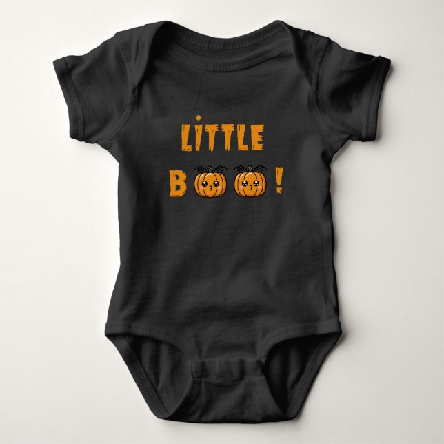 Body Bébé Halloween – Little BOO Noir Kawaii (Devant)