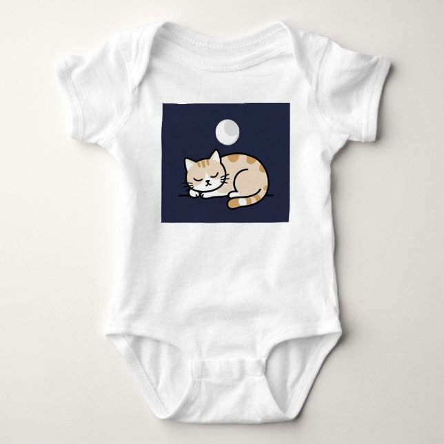 Body bébé Lune Chat Mignon Endormi  (Devant)