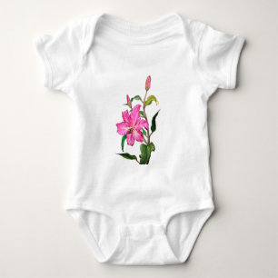Body bébé 'Lys peint rose'