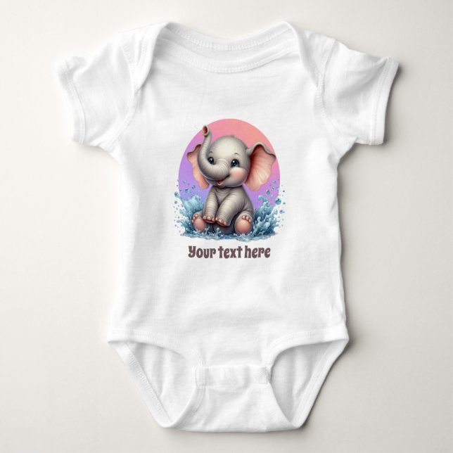 Body Bébé mignon éléphant filles personnalisables (Devant)