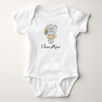 Bébé mignon Eléphant rose moderne J'aime Mimi