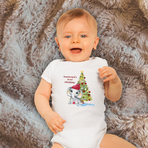 Body Bébé mignon Premier éléphant de Noël Nom