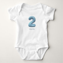 Body bébé numéro 3D bleu 2 - 2 mois