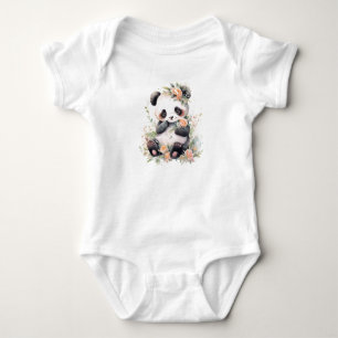 Body Bébé Panda Bear Cub avec fleurs