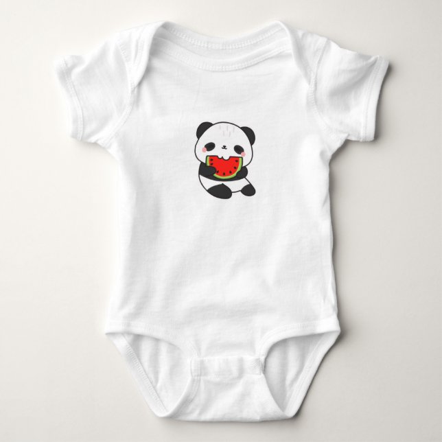 Body bébé Panda Mignon Mangeant Pastèque (Devant)