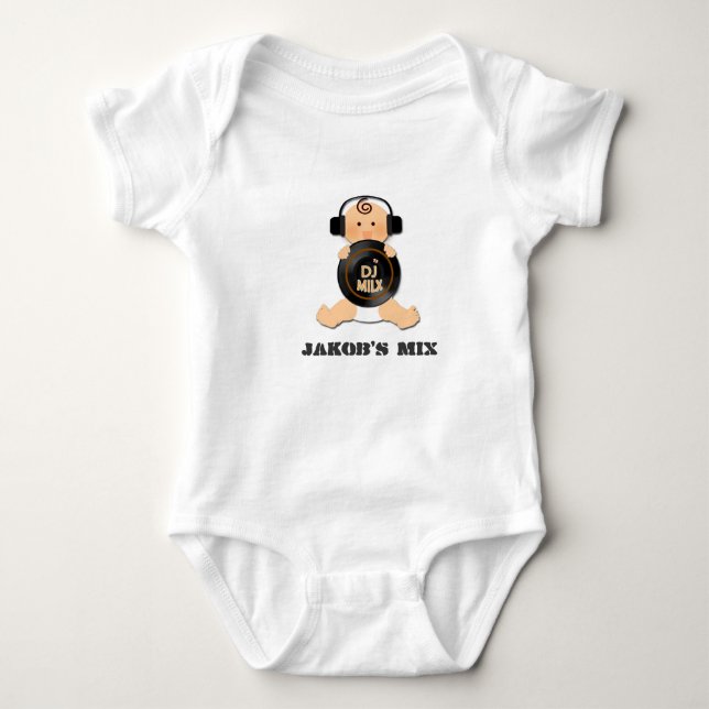 Body Bébé personnalisable DJ sur les écouteurs et le (Devant)