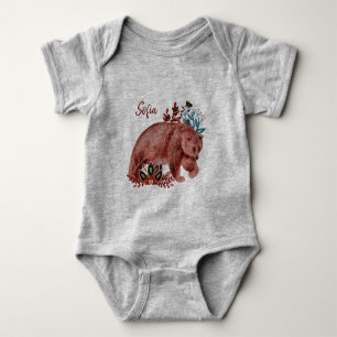 Body Bébé shower affiche rouge et bleu avec des animaux