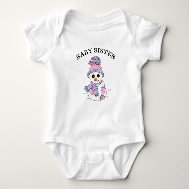Body Bébé Soeur Snowman mignonne Noël Whimsical (Devant)