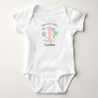 Body Bee-Day Girl Shirt/Bodysuit with Pink and Daisies
