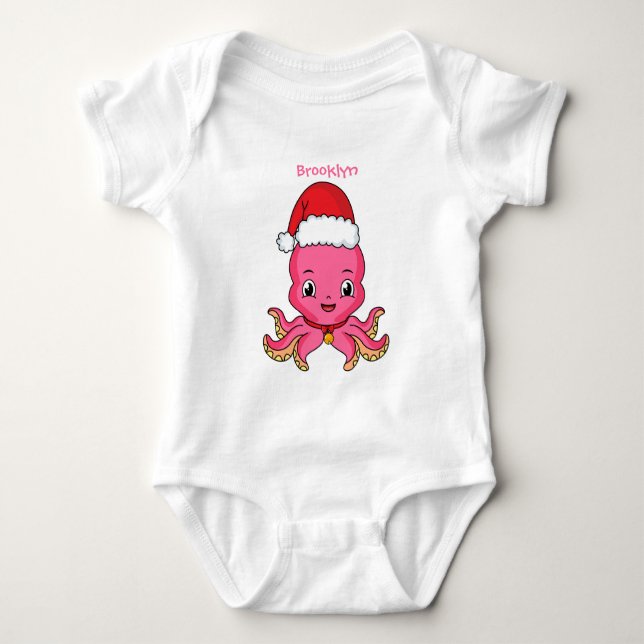 Body Belle pieuvre joyeuse en casquette de Noël (Devant)