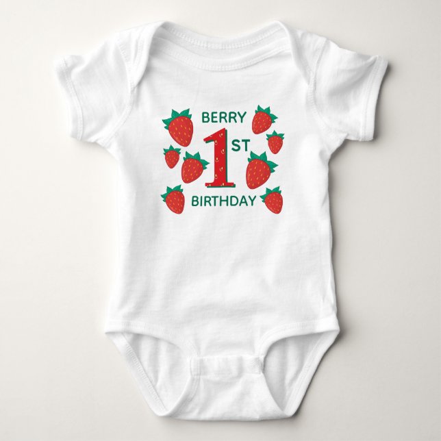 Body Berry First Birthday Strawberry Baby Outfit (Devant)
