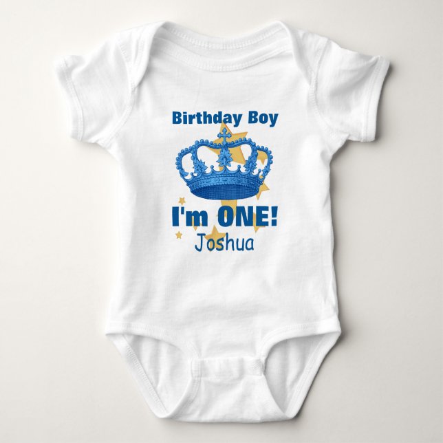 Body Birthday Boy with Crown Je suis UN ! Nom personnal (Devant)