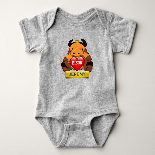 Body Bison personnalisé de bébé avec le coeur (Devant)