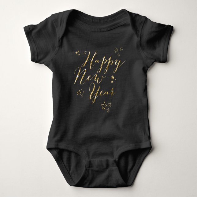 Body Black Joyeux Nouvel An Bodysuits bébé Gold Foil (Devant)
