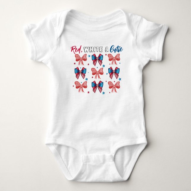 Body Blanc rouge & Cutie, Cutie patriotique, Fille Bow  (Devant)