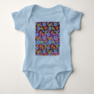 Body Bleu clair Bleu Blanc Vert Floral Art Noël