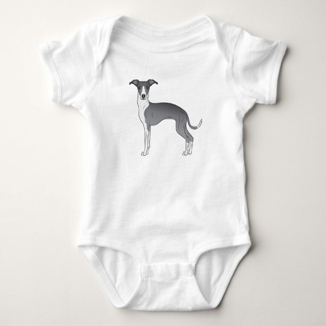 Body Bleu Et Blanc Italien Greyhound Cute Dessin Chien (Devant)