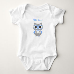 Body Bleu et gris mignonne Baby Owl Baby Boy Jersey Bod