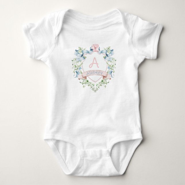Body Bleu et rose Floral Grandmillentenaire Monogramme  (Devant)