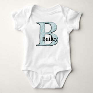 Body Bleu Floral Damask Imprimer B monogramme initiales