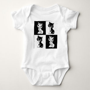 Body Bloc de monogramme noir blanc pour chat