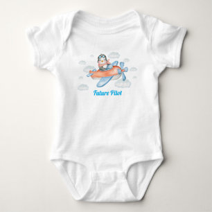 Body Blue Penguin Animal Avion Pilote Bébé Bodysuit