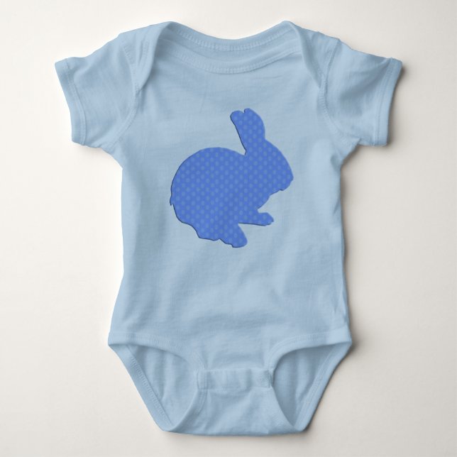 Body Blue Polka Dot Silhouette Lapin de Pâques Creeper (Devant)