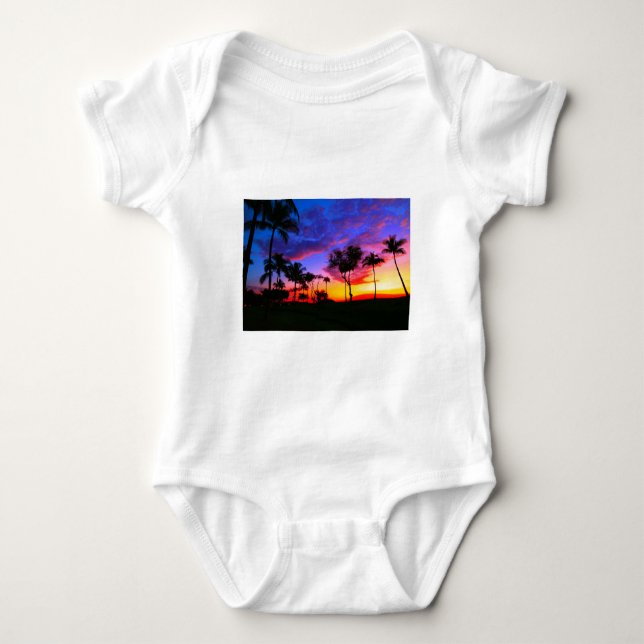 Body Blue Red Sunset Exotic Hawaiian Beach Palm Trees (Devant)