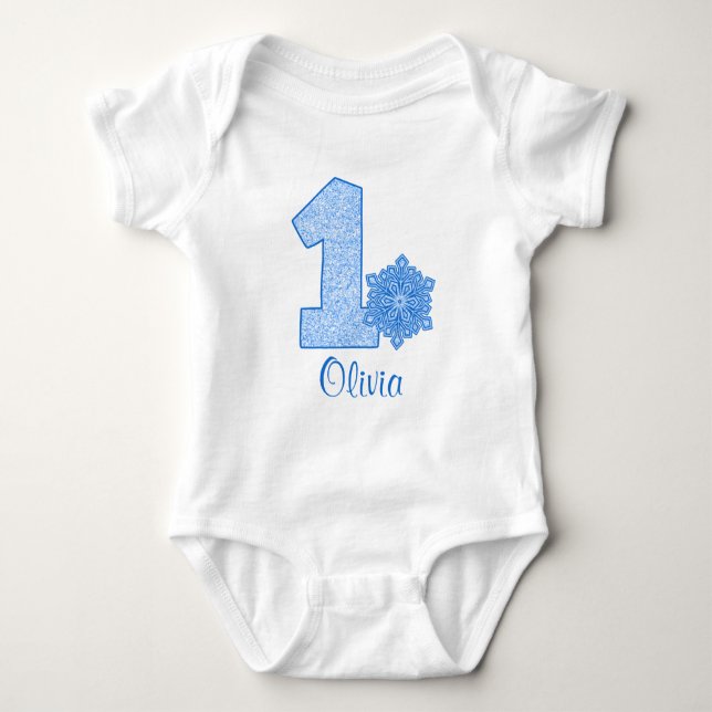 Body Blue Snowflake 1er anniversaire Personnalisé (Devant)