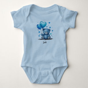 Body Blue Teddy Heart Balloons Personnaliser le nom du 