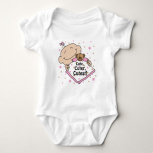 Body Bodysuit Baby Jersey "Cute Cuter Cutest"/PINK