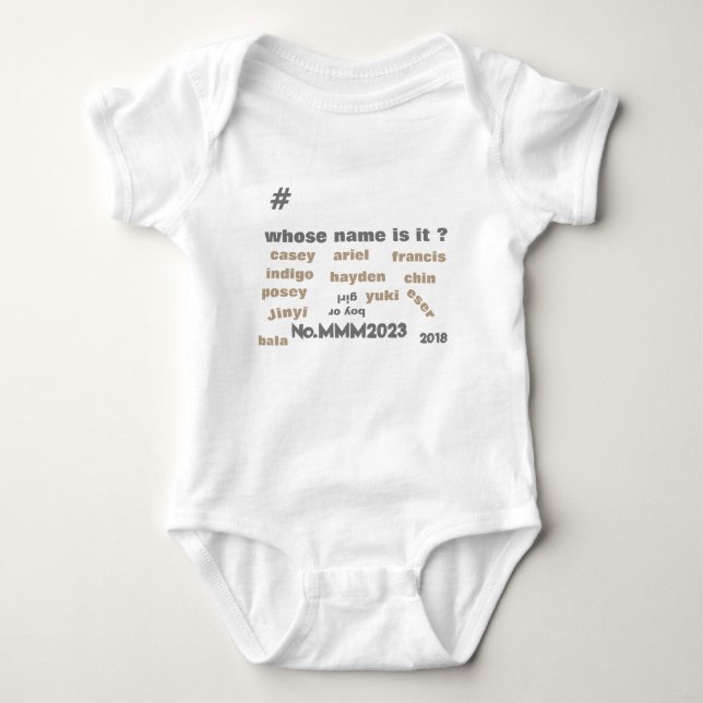 Body Bodysuit BabyOne Piece avec *Unisex Names sur le d (Devant)