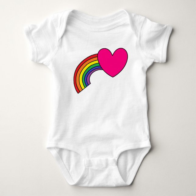 Body Bodysuit bébé avec arc-en-ciel et coeur rose chaud (Devant)