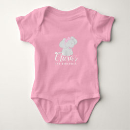 Body Bodysuit bébé fille avec éléphant 1er anniversaire