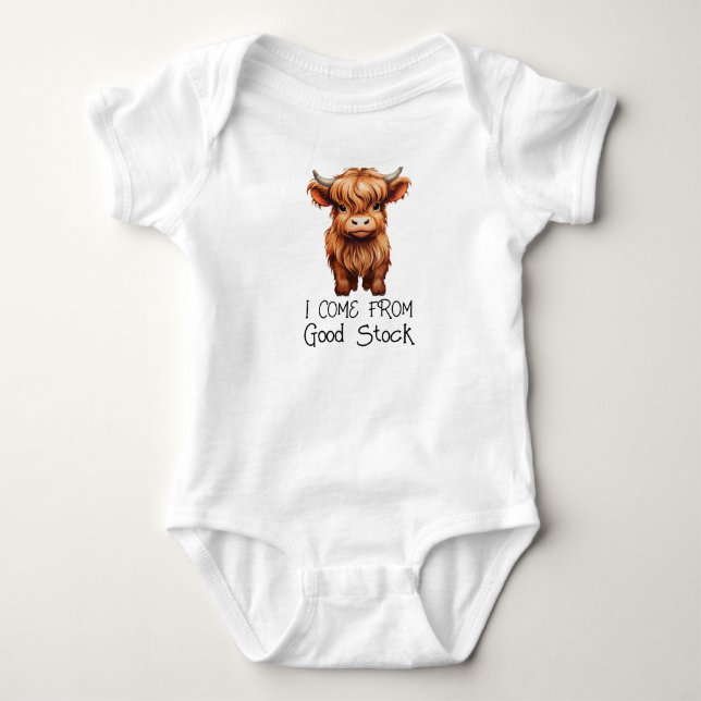 Body Bodysuit Bébé Je Viens De Bon Stock Highland Calf (Devant)