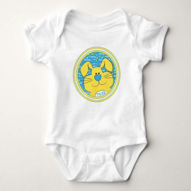 Body Bodysuit bébé Lapin miel bleu-jaune (Devant)