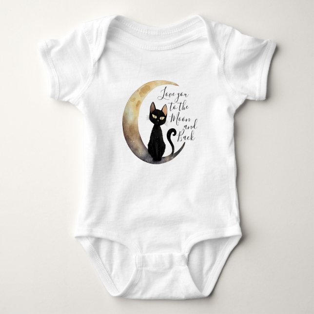 Body Bodysuit bébé lune et chat noir (Devant)