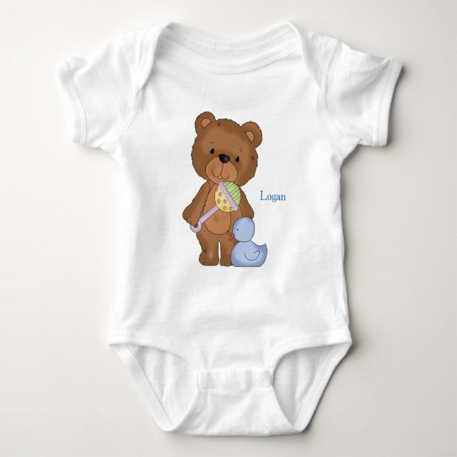 Body Bodysuit bébé personnalisé Baby Boy Teddy Bear (Devant)