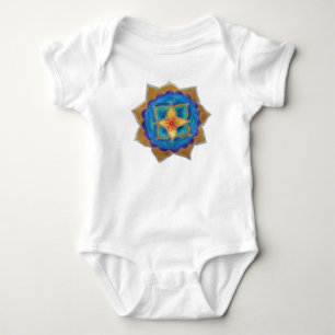 Body Bodysuit bleu Mandala Baby Jersey, blanc